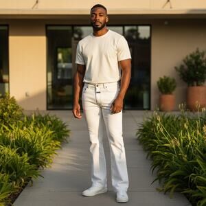 Marithe Francois Girbaud Vintage White Jeans 100% Cotton Size 34/30 Flare legs